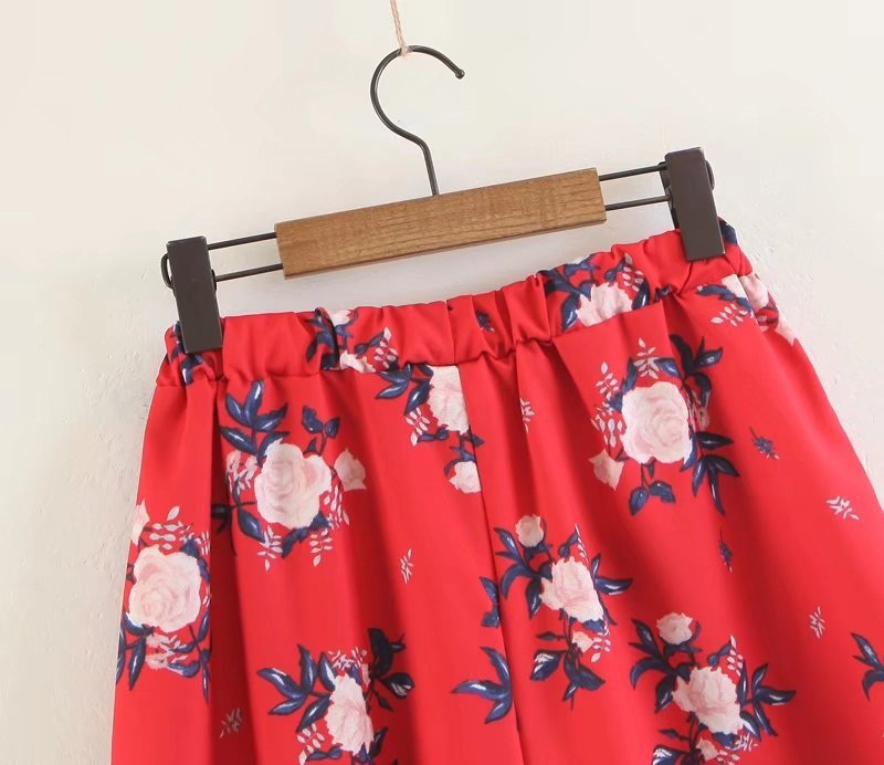 Fashion Red Flower Pattern Decorated Pants,Shorts