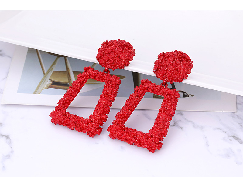Fashion Red Square Shape Decorated Earrings,Drop Earrings