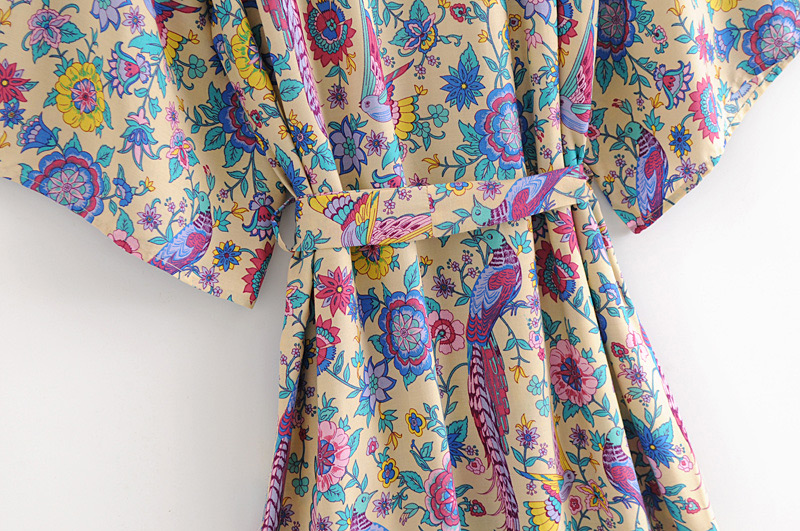 Fashion Multi-color Peacock Pattern Decorated Kimono,Coat-Jacket