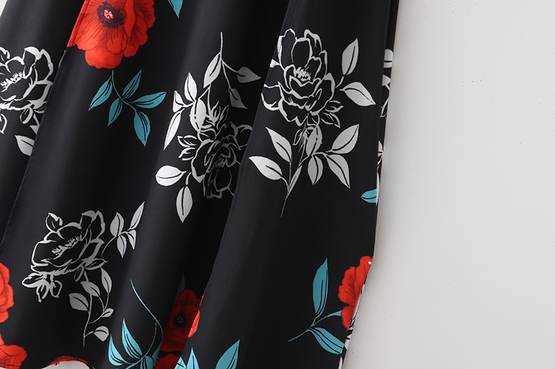 Fashion Black Flower Pattern Design Simple Skirt,Skirts