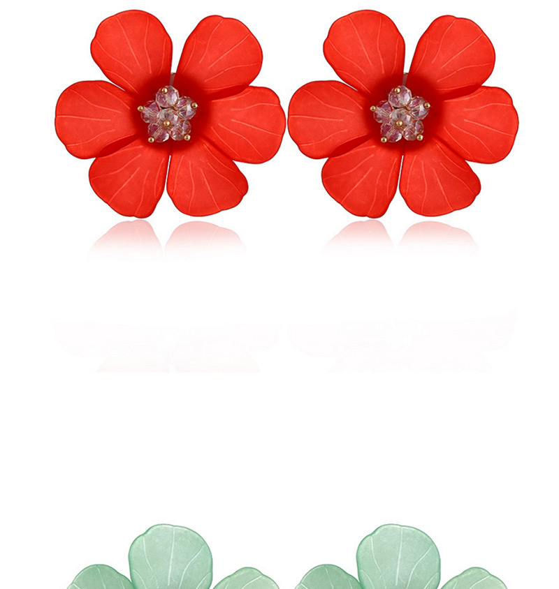 Elegant Red Flowers Shape Design Pure Color Earrings,Stud Earrings