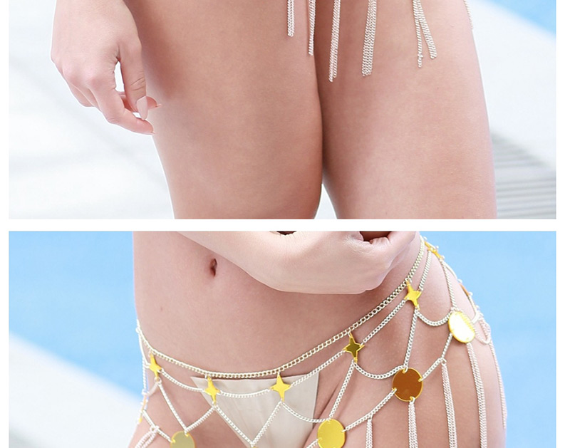 Elegant Gold Color Tassel Decorated Multi-layer Body Chain,Body Piercing Jewelry