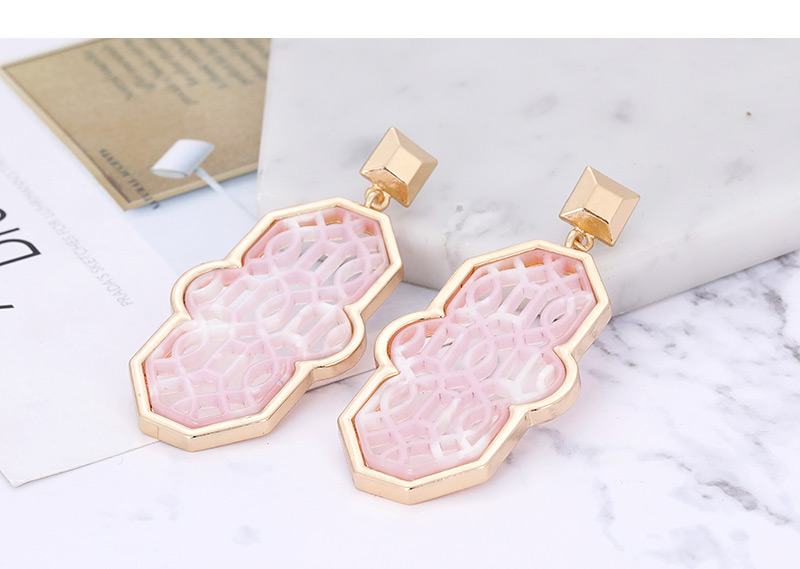 Fashion Pink Geometric Shape Decorated Earrings,Drop Earrings