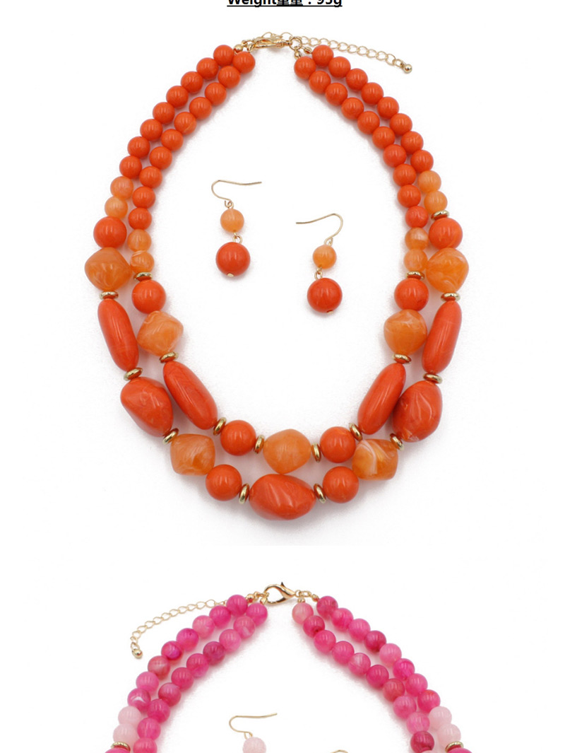 Fashion Pink Beads Decorated Double Layer Jewelry Sets,Jewelry Sets