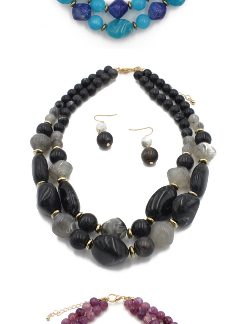 Fashion Black Beads Decorated Double Layer Jewelry Sets,Jewelry Sets
