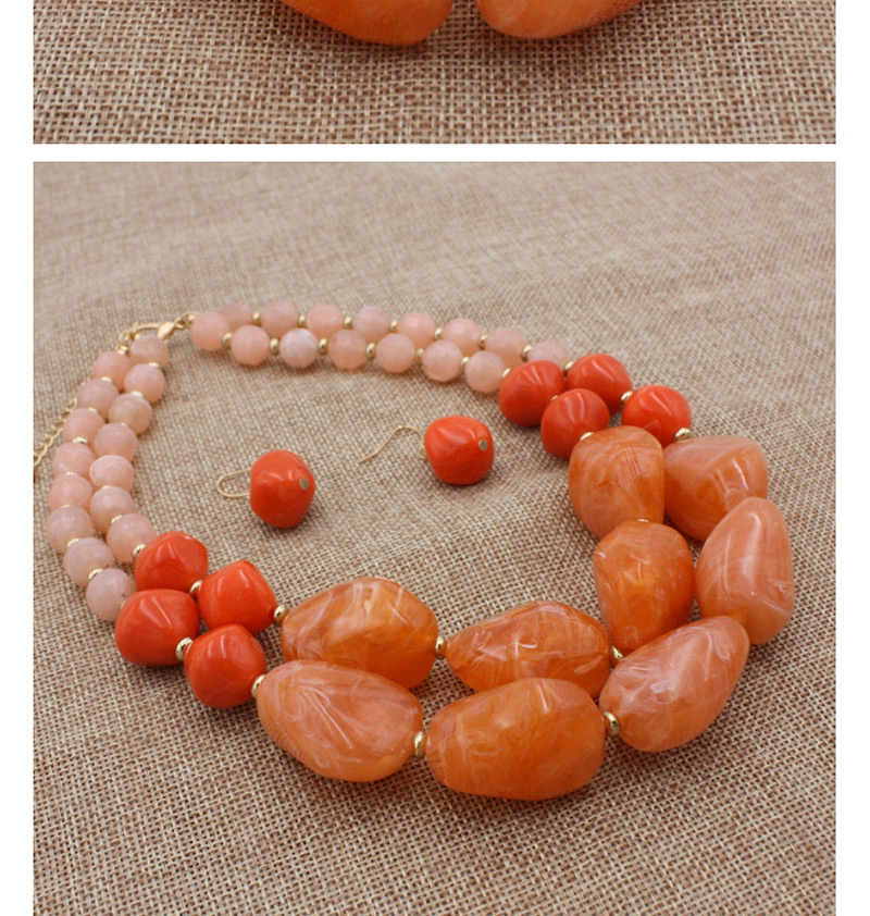 Fashion Orange Beads Decorated Double Layer Jewelry Sets,Jewelry Sets