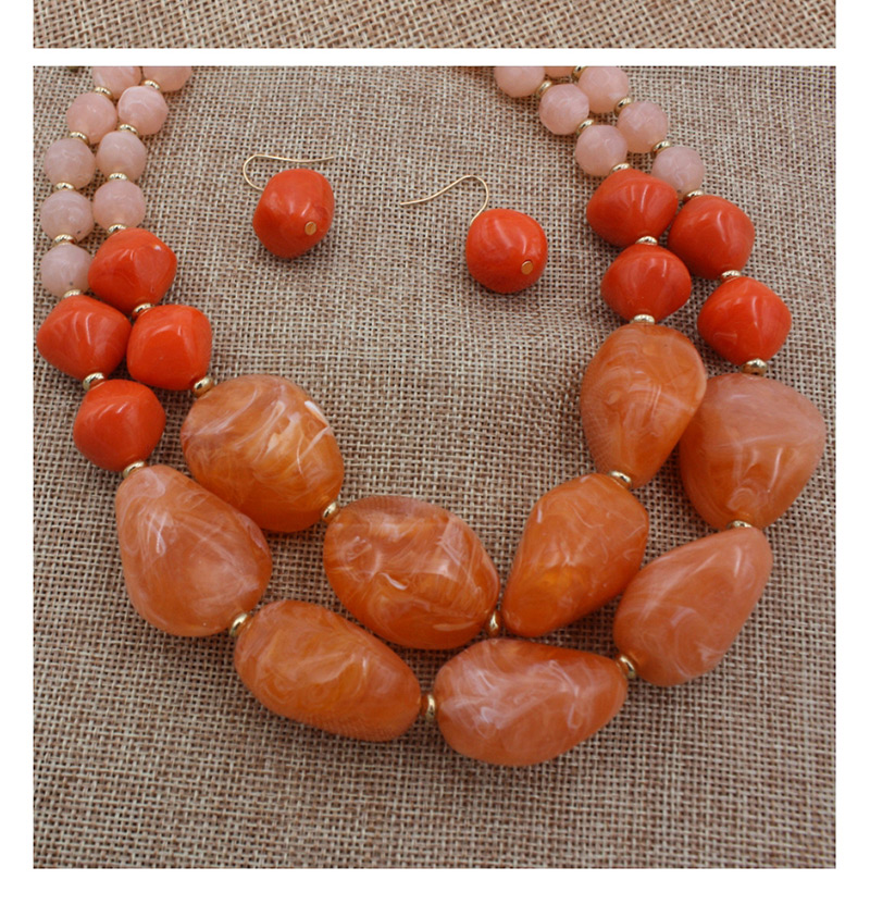 Fashion Orange Beads Decorated Double Layer Jewelry Sets,Jewelry Sets