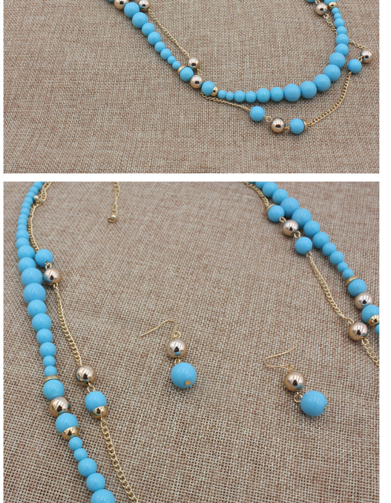 Fashion Blue Pearls Decorated Double Layer Jewelry Sets,Jewelry Sets