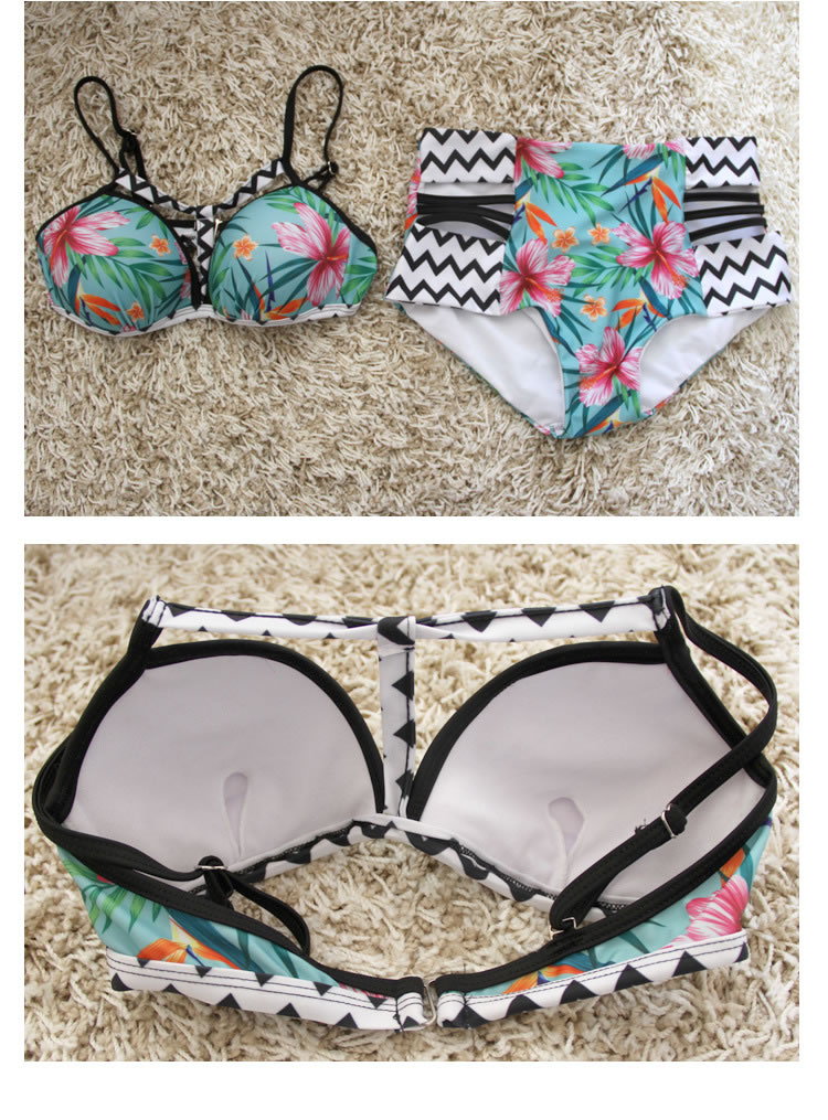 Sexy Multi-color Wave Pattern Decorated Split Bikini,Bikini Sets