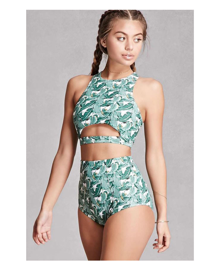 Sexy Green Round Neckline Design Hollow Out Bikini,Bikini Sets