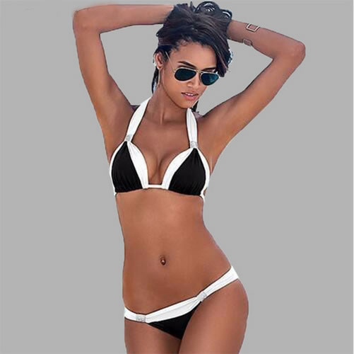 Sexy White+black Color Matching Design Larger Size Bikini,Swimwear Plus Size