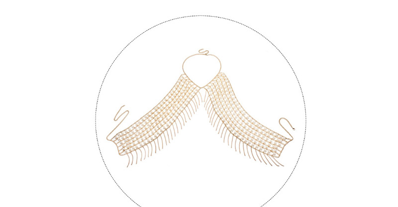 Fashion Gold Color Tassel&pearls Decorated Multi-layer Chest Chain,Body Chain