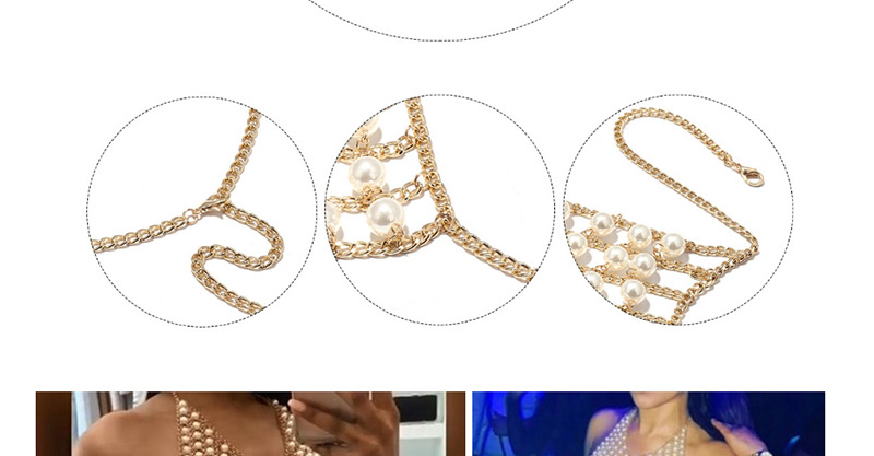 Fashion Gold Color Tassel&pearls Decorated Multi-layer Chest Chain,Body Chain