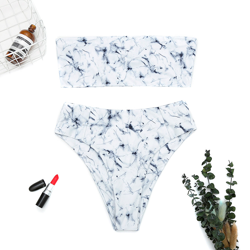 Fashion White Lines Pattern Decorated Strapless Bikini,Bikini Sets