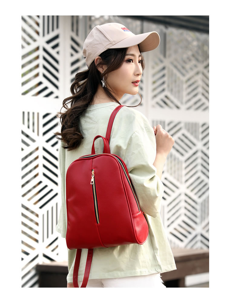 Fashion Red Pure Color Decorated High-capacity Backpack,Backpack