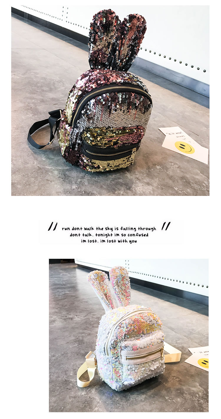 Fashion Black Cartoon Rabbit Shape Design Leisure Travel Bag,Backpack