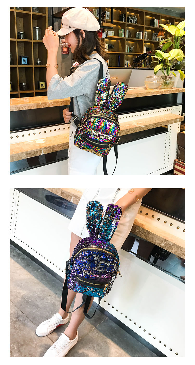 Fashion Blue Cartoon Rabbit Shape Design Leisure Travel Bag,Backpack