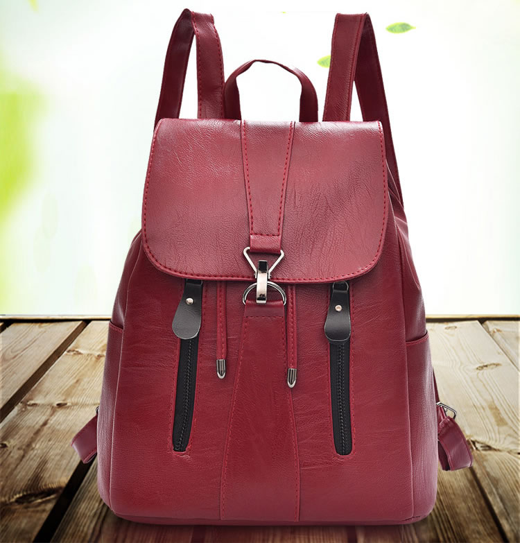 Fashion Claret Red Pure Color Desgin Leisure Travel Bag,Backpack