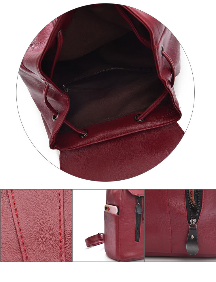 Fashion Claret Red Pure Color Desgin Leisure Travel Bag,Backpack