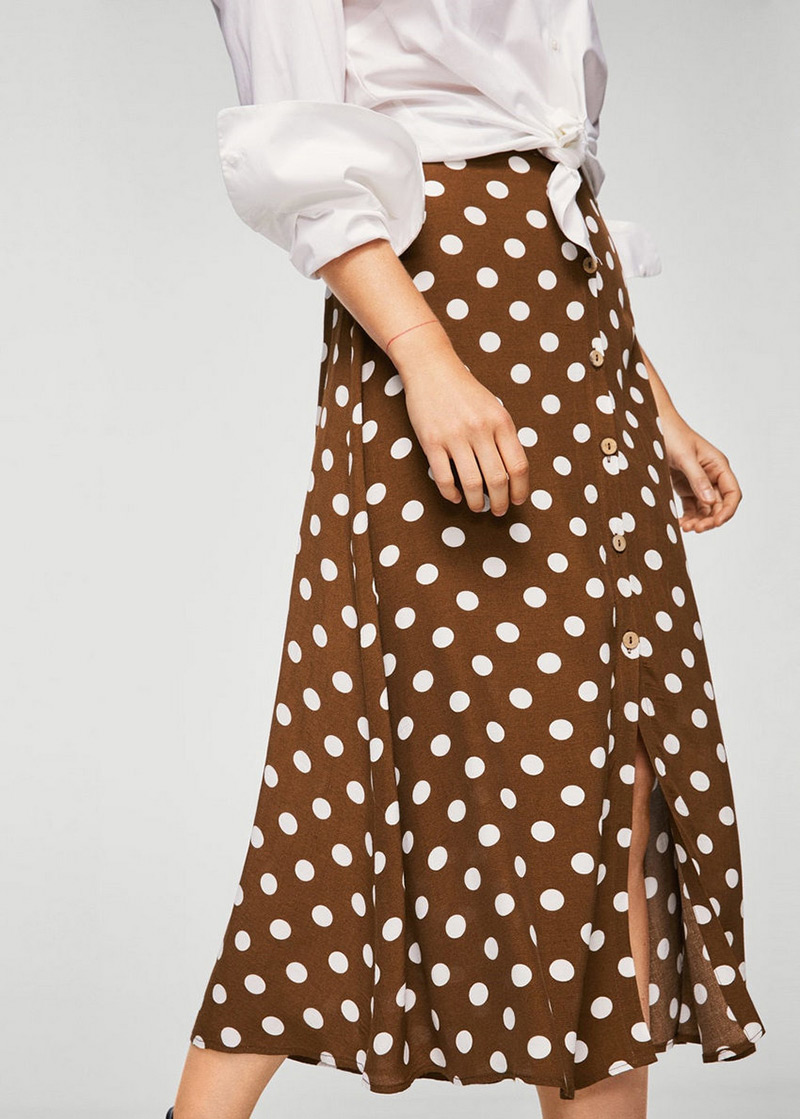 Fashion Coffee Dots Pattern Decorated Simple Skirt,Skirts