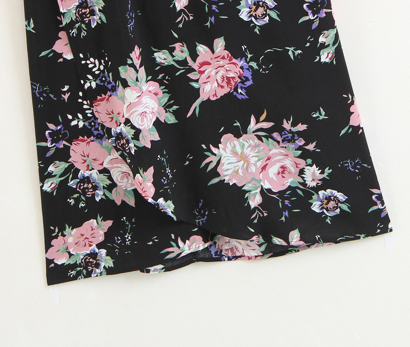 Elegant Black Flower Pattern Decorated Simple Skirt,Skirts