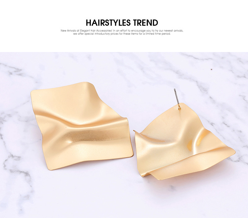 Elegant Gold Color Pure Color Design Irregular Shape Earrings,Stud Earrings