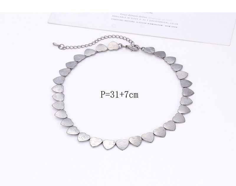 Elegant Silver Color Heart Shape Design Pure Color Choker,Chains