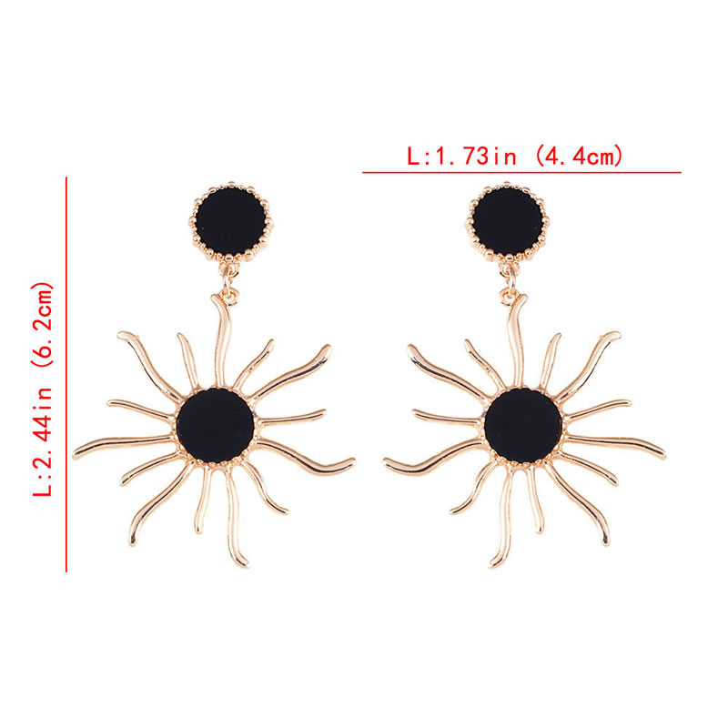 Fashion Black Sunflower Shape Decorated Earrings,Stud Earrings