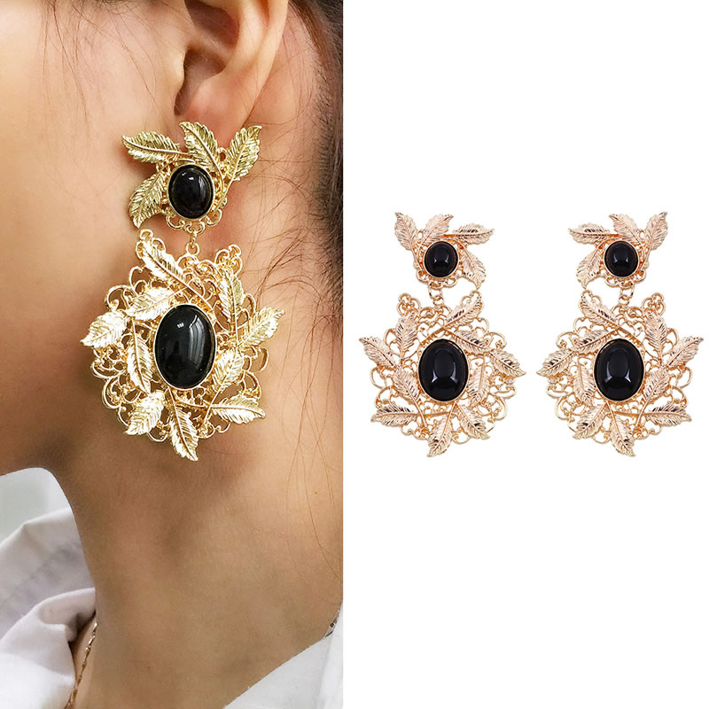Fashion Gold Color Leaf Decorated Hollow Out Earrings,Drop Earrings