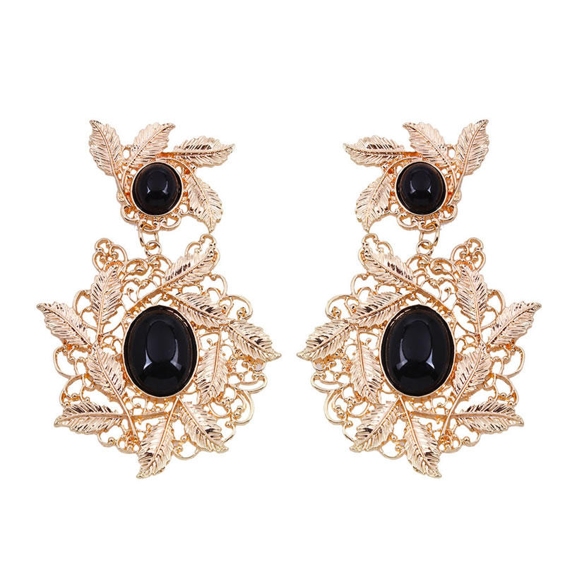 Fashion Gold Color Leaf Decorated Hollow Out Earrings,Drop Earrings