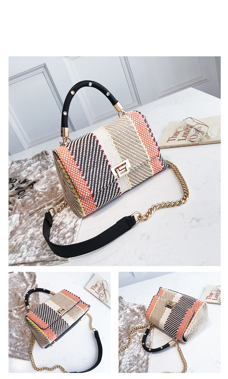 Fashion Pink Stripe Pattern Decorated Shoulder Bag,Handbags