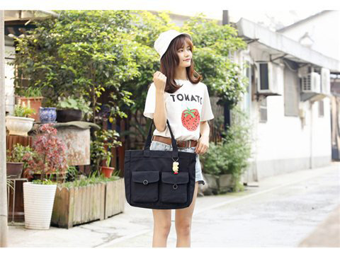 Fashion Black Pure Color Decorated High-capacity Bag,Messenger bags