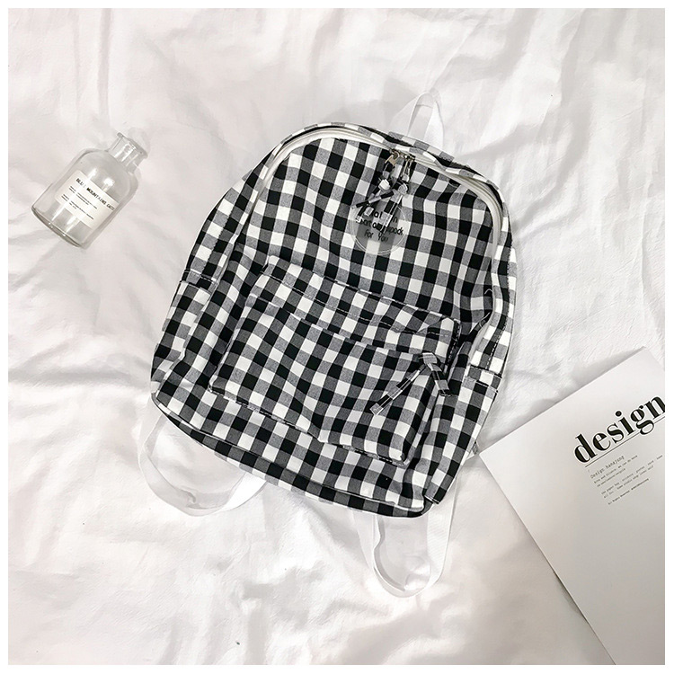 Fashion Khaki Grid Pattern Decorated Shoulder Bag (2pcs),Backpack