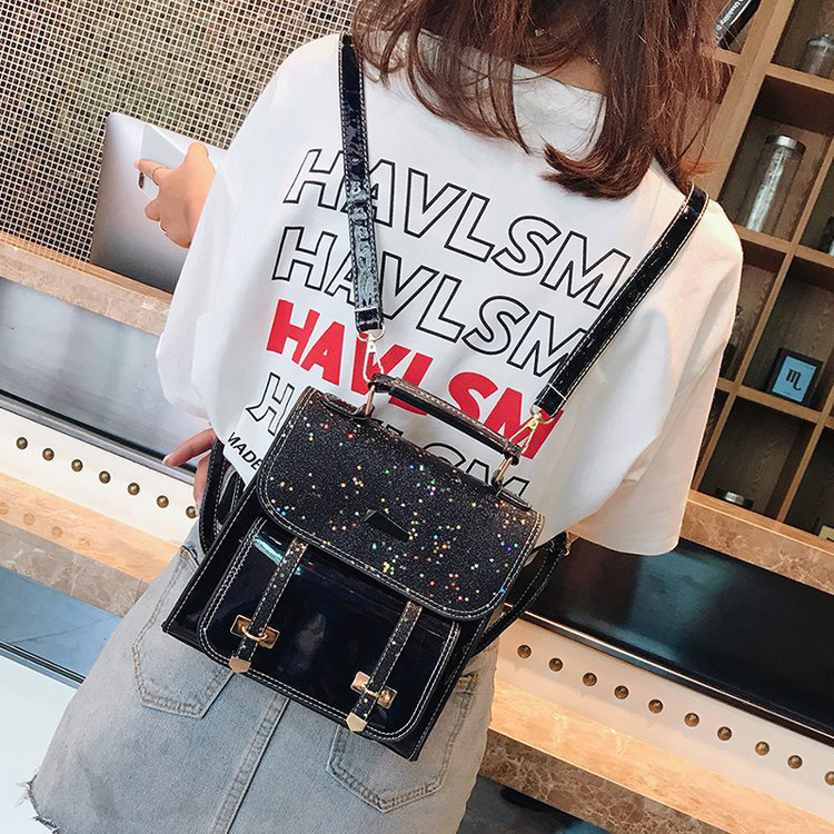 Fashion Black Sequins Pattern Decorated High-capacity Bag,Backpack