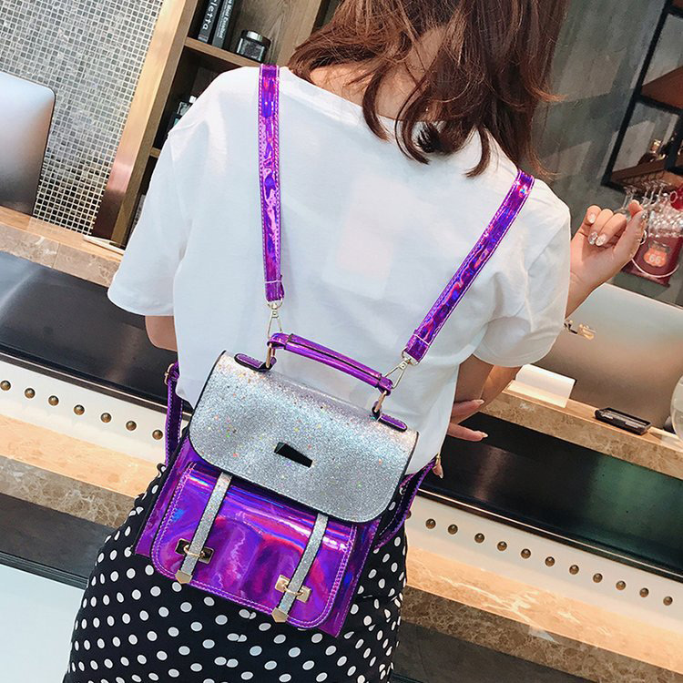 Fashion Purple Sequins Pattern Decorated High-capacity Bag,Backpack