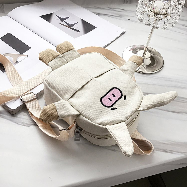 Fashion White Embroidered Pig Decorated Shoulder Bag,Backpack