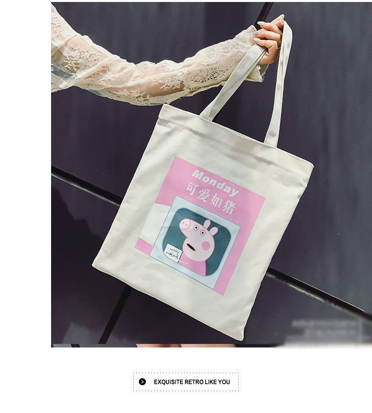 Fashion Black Peppa Pig Pattern Decorated Shoulder Bag,Messenger bags