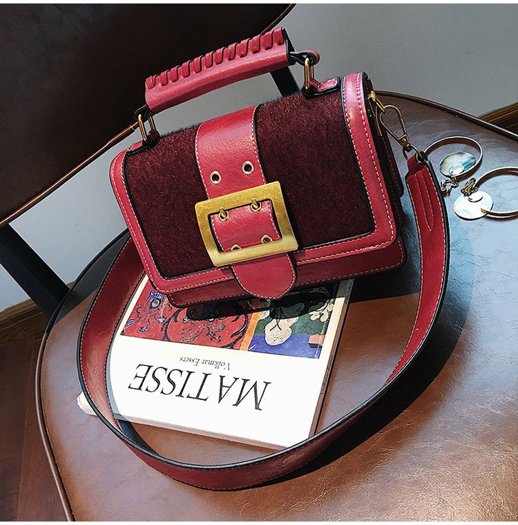 Fashion Red Belt Buckle Decorated Bag,Handbags