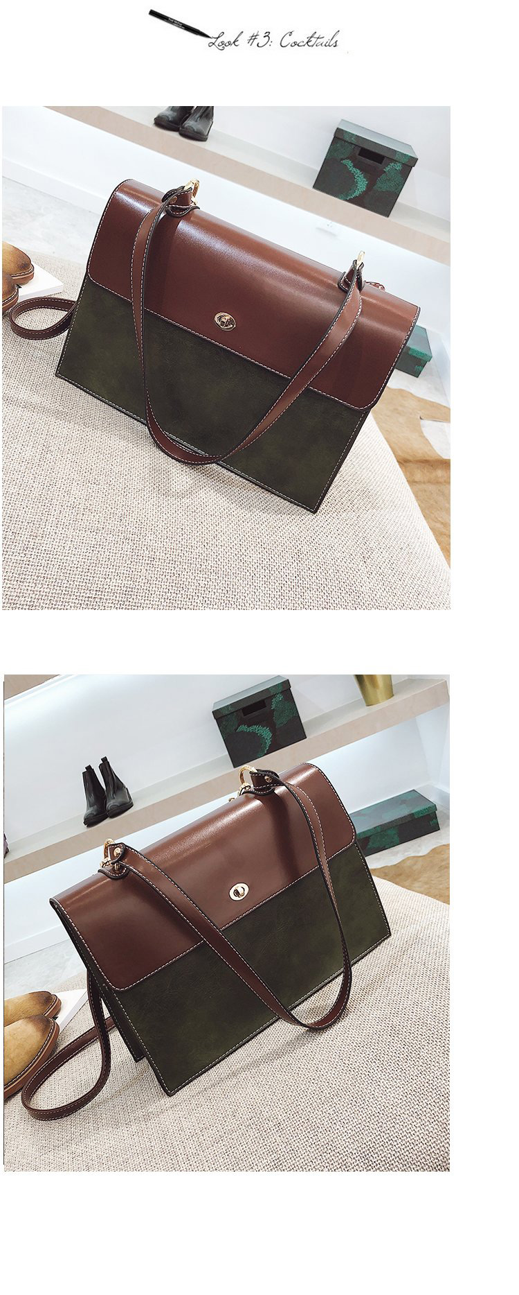 Fashion Green Square Shape Decorated Bag,Messenger bags
