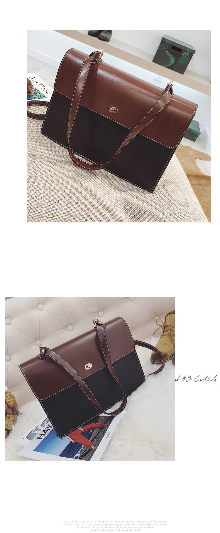 Fashion Brown Square Shape Decorated Bag,Messenger bags