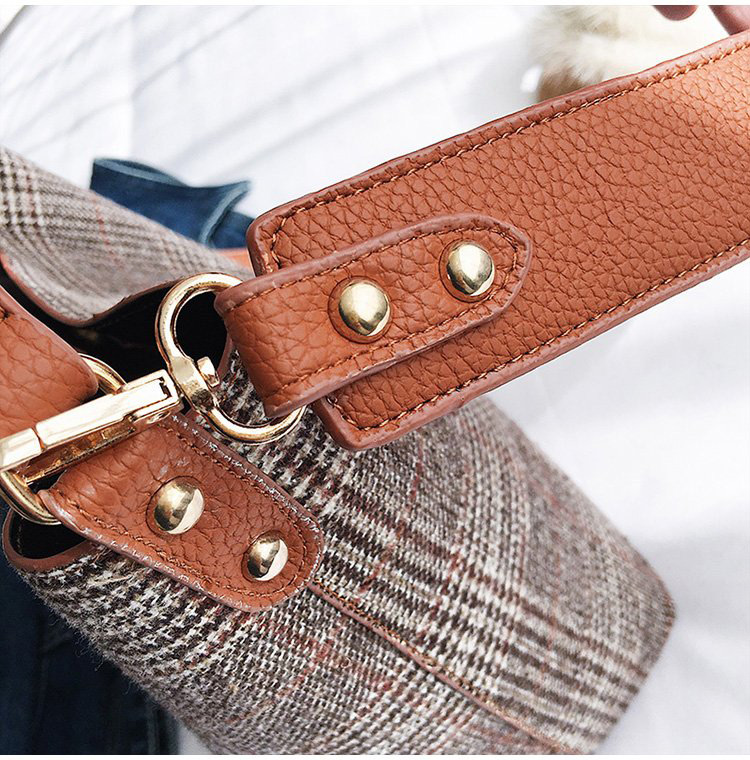 Fashion Brown Stripe Pattern Decorated Bag,Handbags