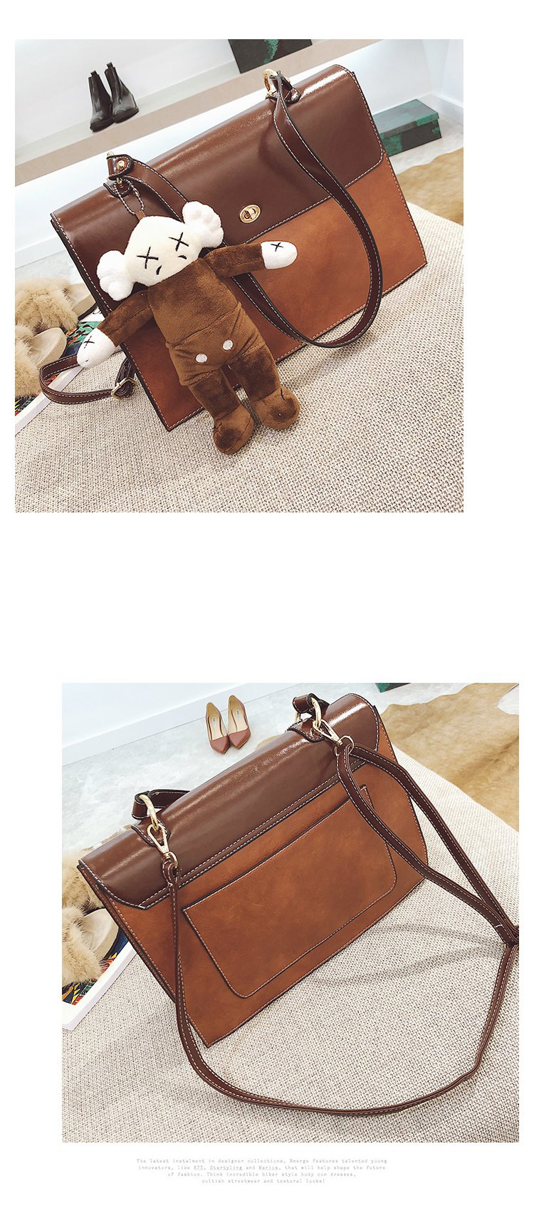 Fashion Brown Beer Doll Decorated Bag,Messenger bags