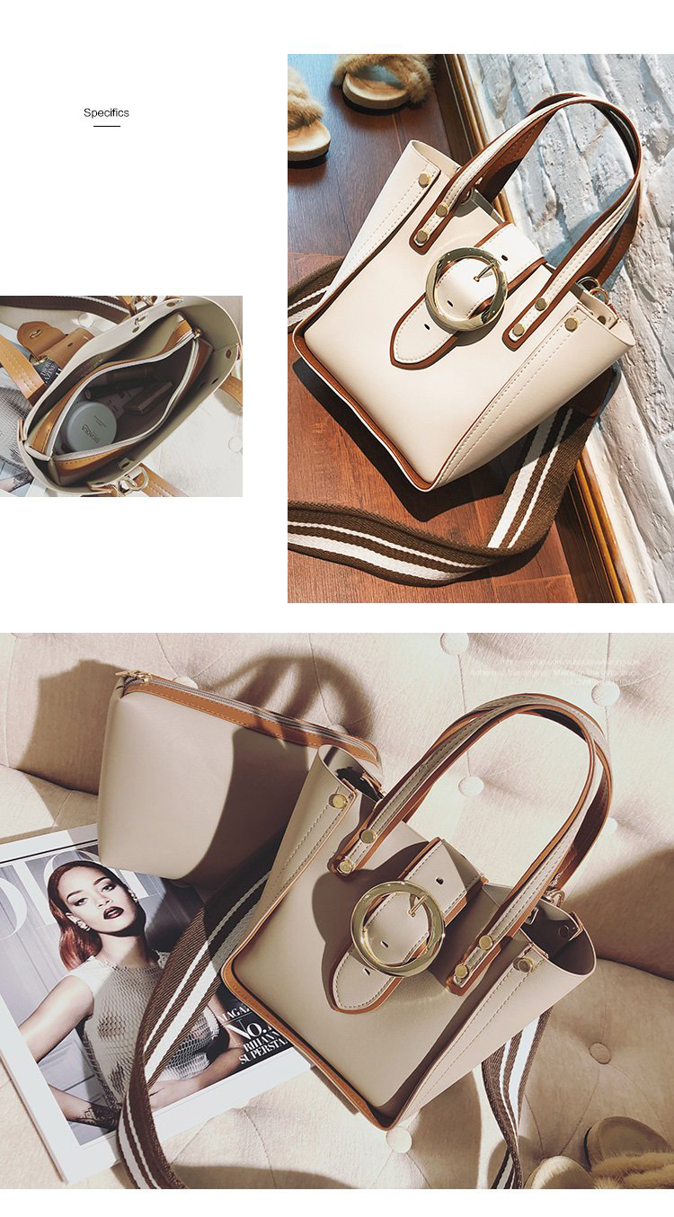 Fashion White Belt Buckle Decorated Bag,Handbags