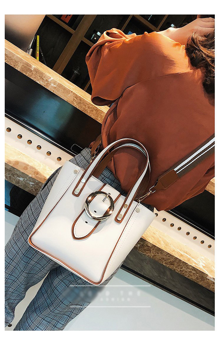 Fashion White Belt Buckle Decorated Bag,Handbags