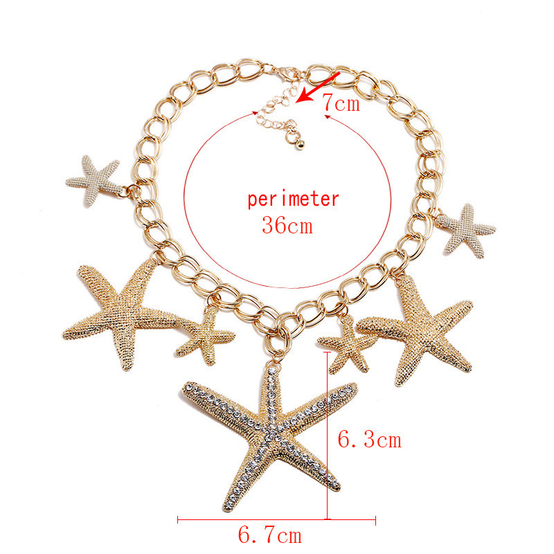 Fashion Gold Color Star Shape Decorated Pure Color Necklace,Pendants