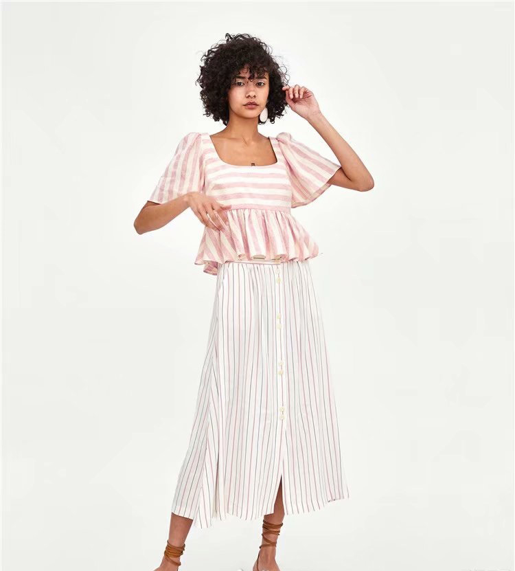 Fashion White Stripe Pattern Decorated Dress,Skirts