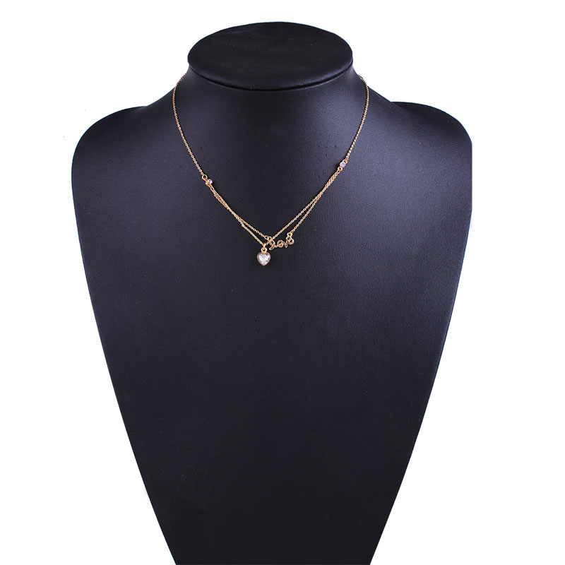 Fashion Gold Color Letter Love Decorated Double Layer Necklace,Pendants