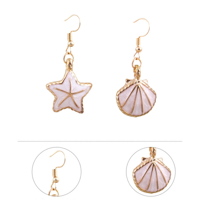 Fashion Light Pink Pentagon&shell Decorated Earrings,Drop Earrings