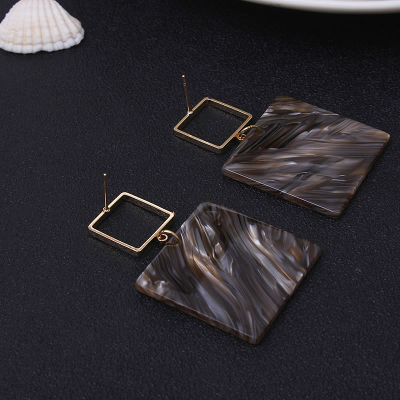 Fashion Brown Square Shape Decorated Pure Color Earrings,Drop Earrings
