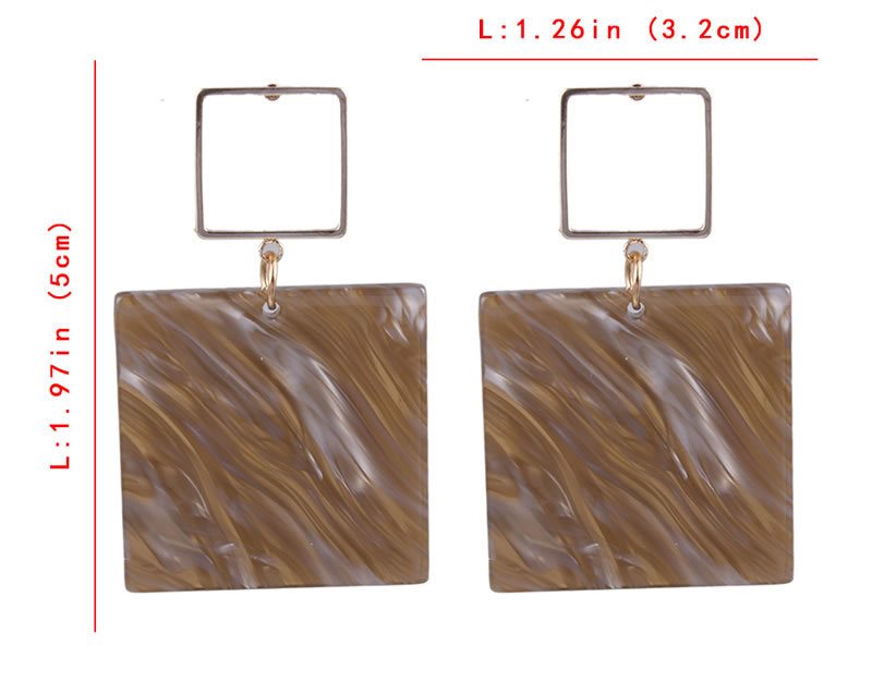 Fashion Brown Square Shape Decorated Pure Color Earrings,Drop Earrings